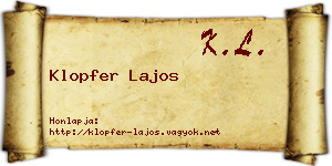 Klopfer Lajos névjegykártya